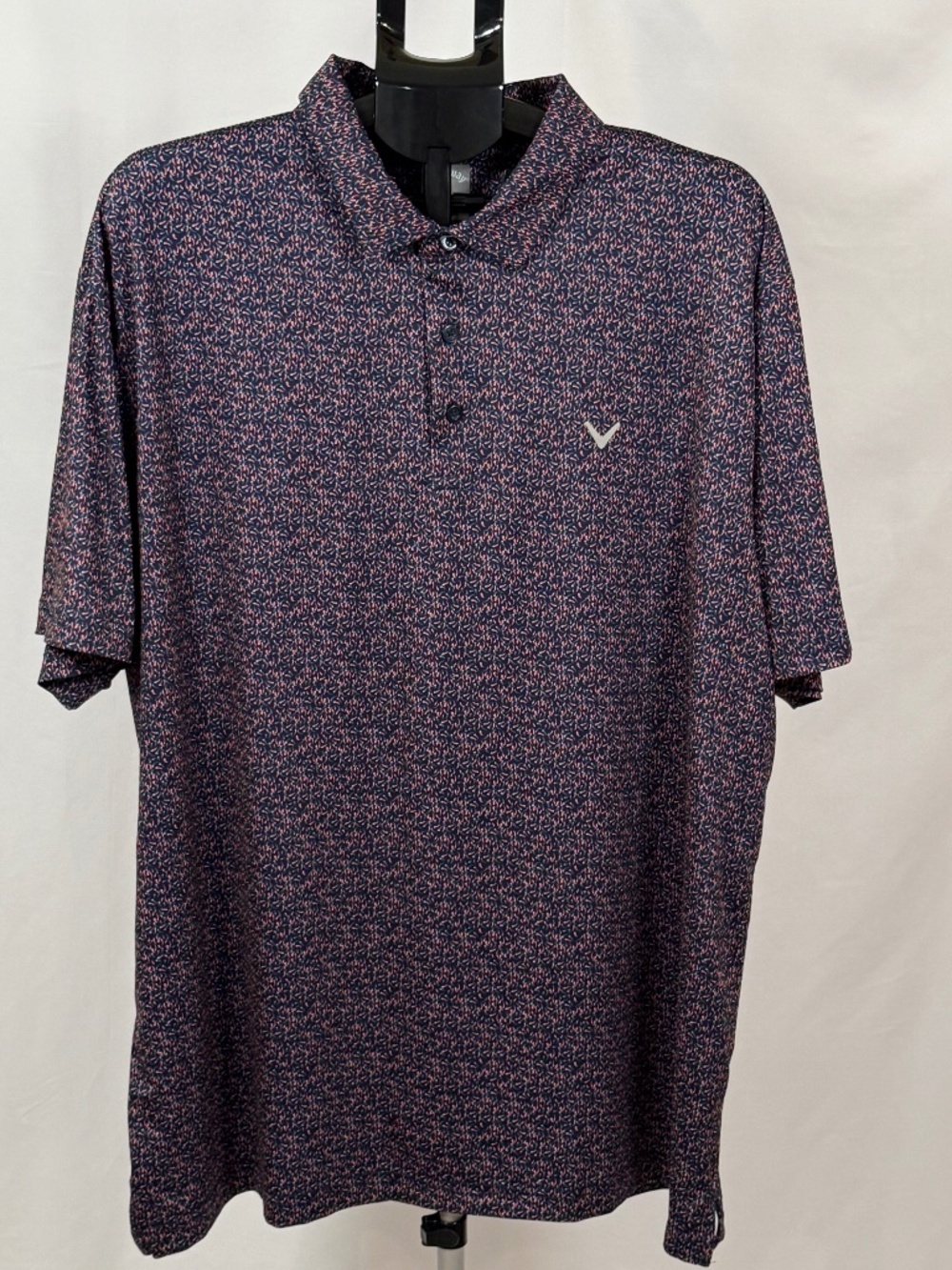 Callaway Opti-Dri Polo XXL Navy Orange Print Golf Shirt Athleisure Performance